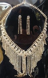 Fringed rhinestone necklace with earrings